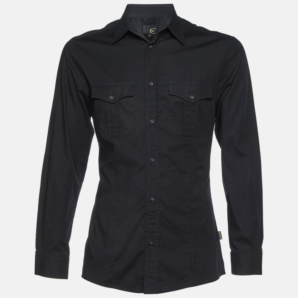 Just Cavalli Black Cotton Cargo Shirt M