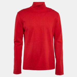 Just Cavalli Red Logo Tape Jersey Turtle Neck T-Shirt XXL