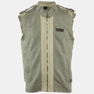Just Cavalli Grey Cotton Zip Up Sleeveless Jacket XXL