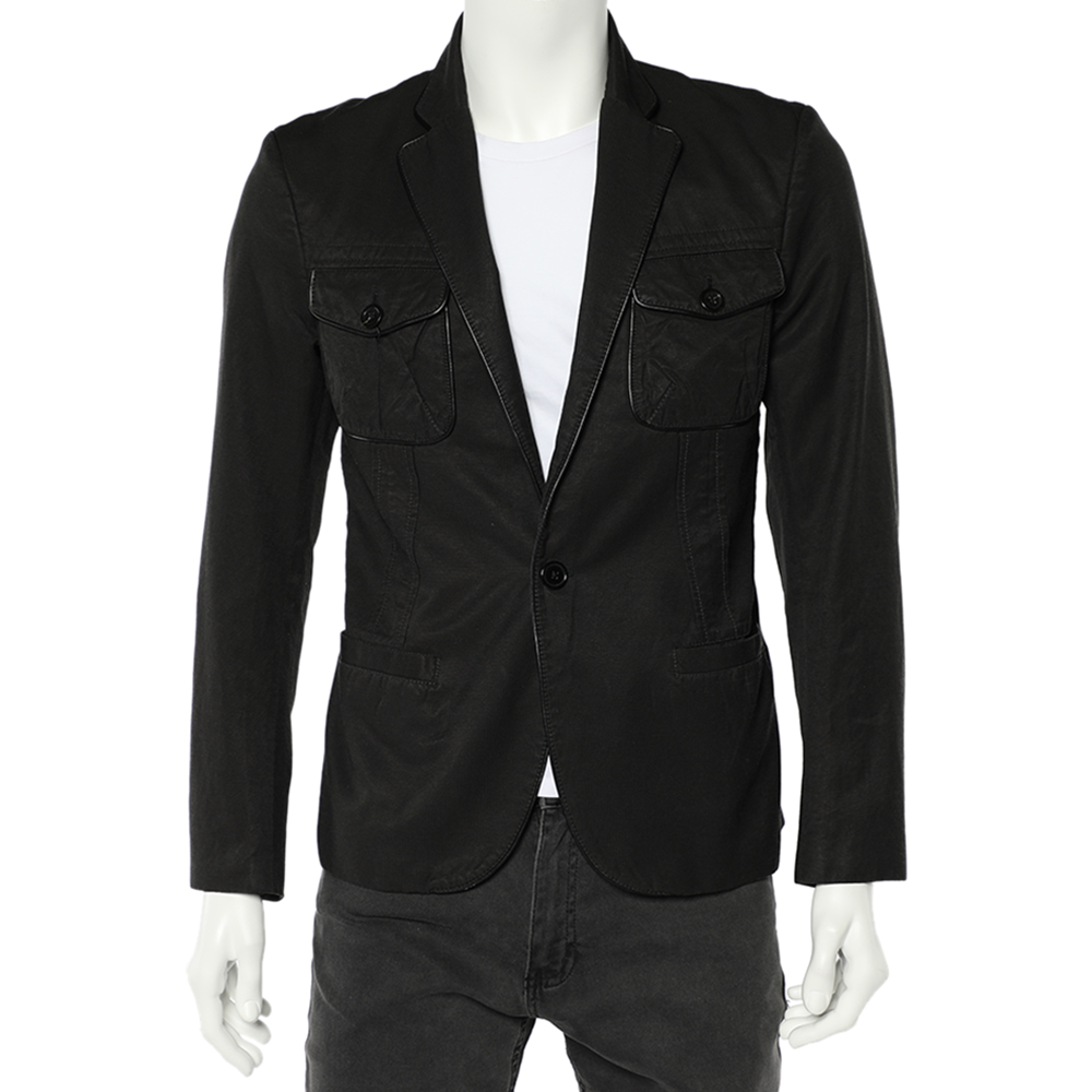 luxury-men-just-cavalli-used-clothes-p543194-006-2 Just Cavalli Black Cotton Trim Detail Blazer L