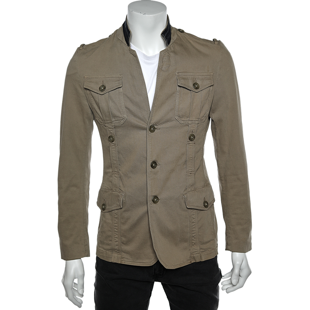 luxury-men-just-cavalli-used-clothes-p564409-002-2 Just Cavalli Brown Cotton Cargo Pocket Button Front Jacket S