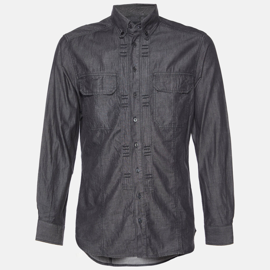 luxury-men-just-cavalli-used-clothes-p985260-004 Just Cavalli Black Cotton Button Down Shirt L