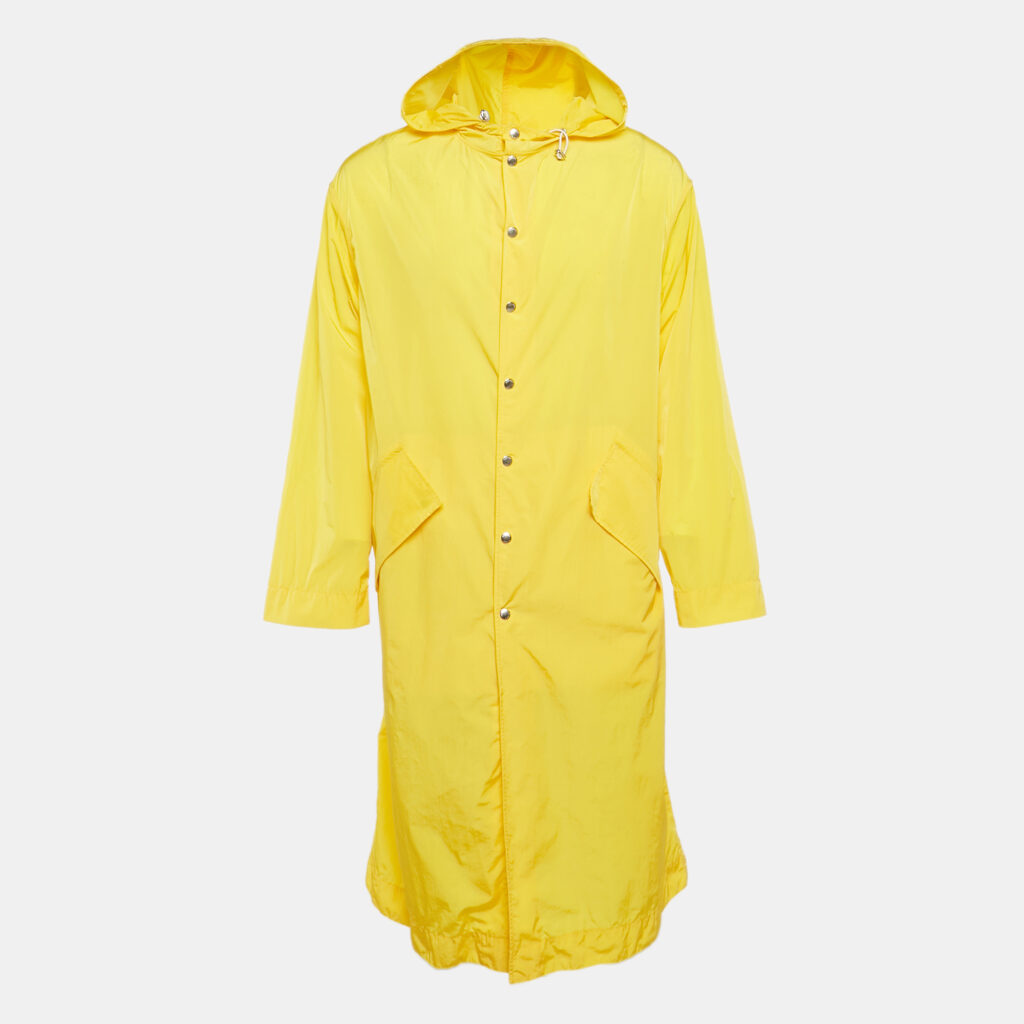 luxury-men-kenzo-new-clothes-p1112432-001 Kenzo Yellow Embroidered Nylon Hooded Rain Coat S
