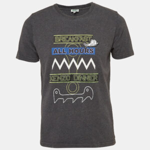 Kenzo Dark Grey Printed Cotton Crew Neck T-Shirt M