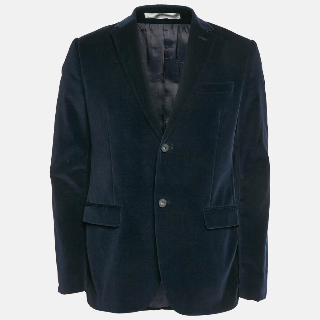 luxury-men-kenzo-used-clothes-p1098269-006 Kenzo Navy Blue Velvet Single Breasted Blazer L