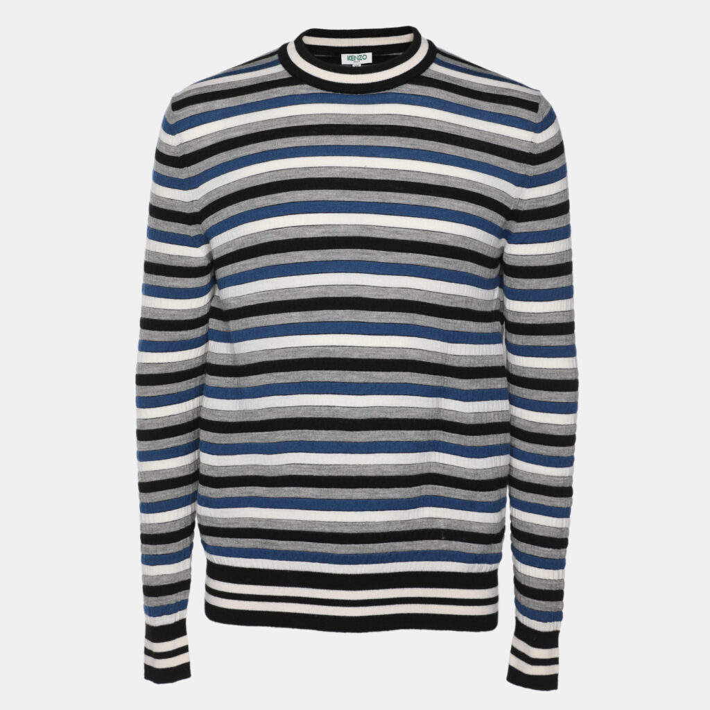 luxury-men-kenzo-used-clothes-p1100845-001 Kenzo Multicolor Striped Wool Blend Sweater XS