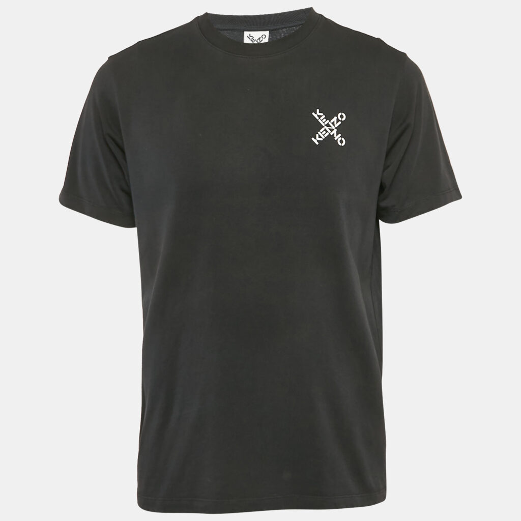 Kenzo Black Logo Print Cotton Crew Neck T-Shirt L