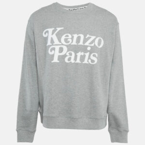 Kenzo X  Verdy Grey flocked-Logo Cotton Knit Sweatshirt L