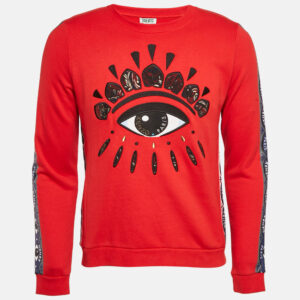kenzo red eye embroidered cotton long sleeve sweatshirt l