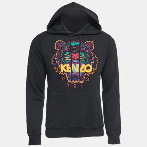 Kenzo Black Logo Embroidered Cotton Knit Hoodie XS