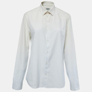 Kenzo Cream & White Cotton Button Front Shirt M