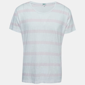 Kenzo White/Pink Patterned Cotton Crew Neck Half Sleeve T-Shirt M