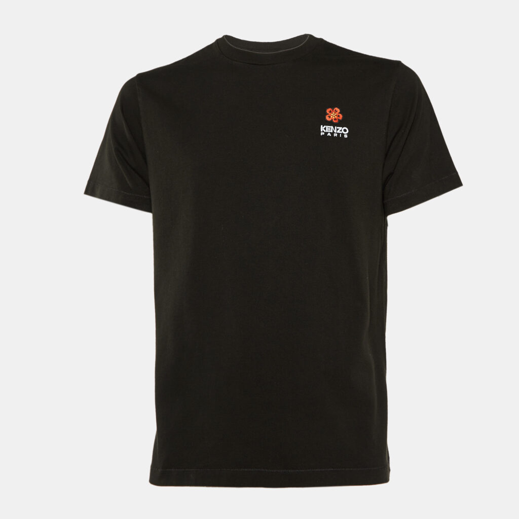 Kenzo Black Cotton Knit Boke Flower Applique T-Shirt S