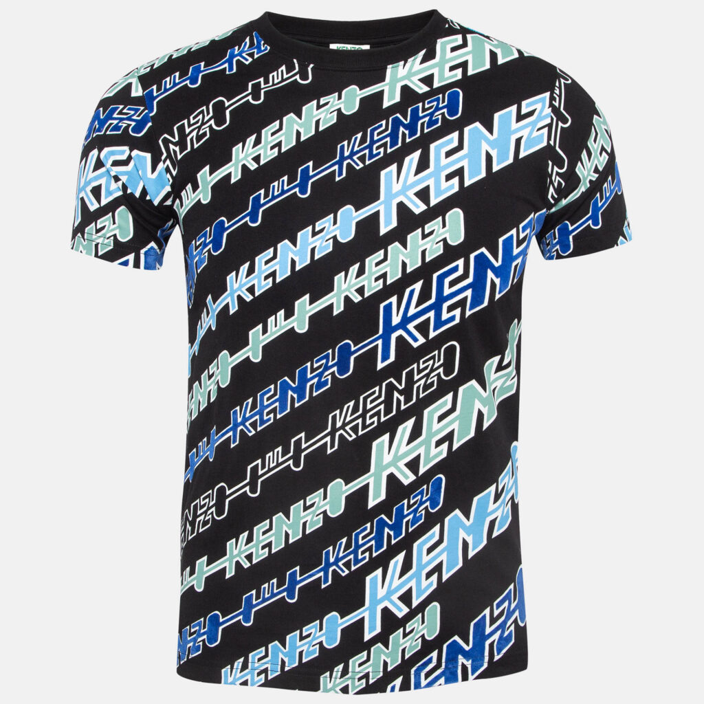 luxury-men-kenzo-used-clothes-p958275-001 Kenzo Black Logo Graphic Print Cotton Crew Neck T-Shirt XS