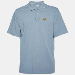 Kenzo Pale Blue Cotton Tiger Detail Polo T-Shirt XXXL