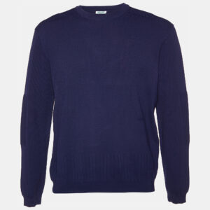 Kenzo Navy Blue Textured Knit Crew Neck Jumper XL