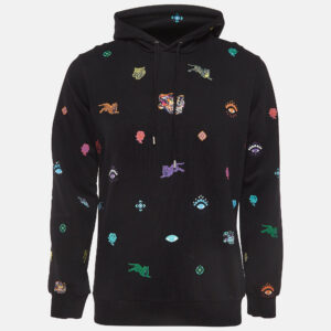 Kenzo Black All Over Print Cotton Long Sleeve Hoodie S