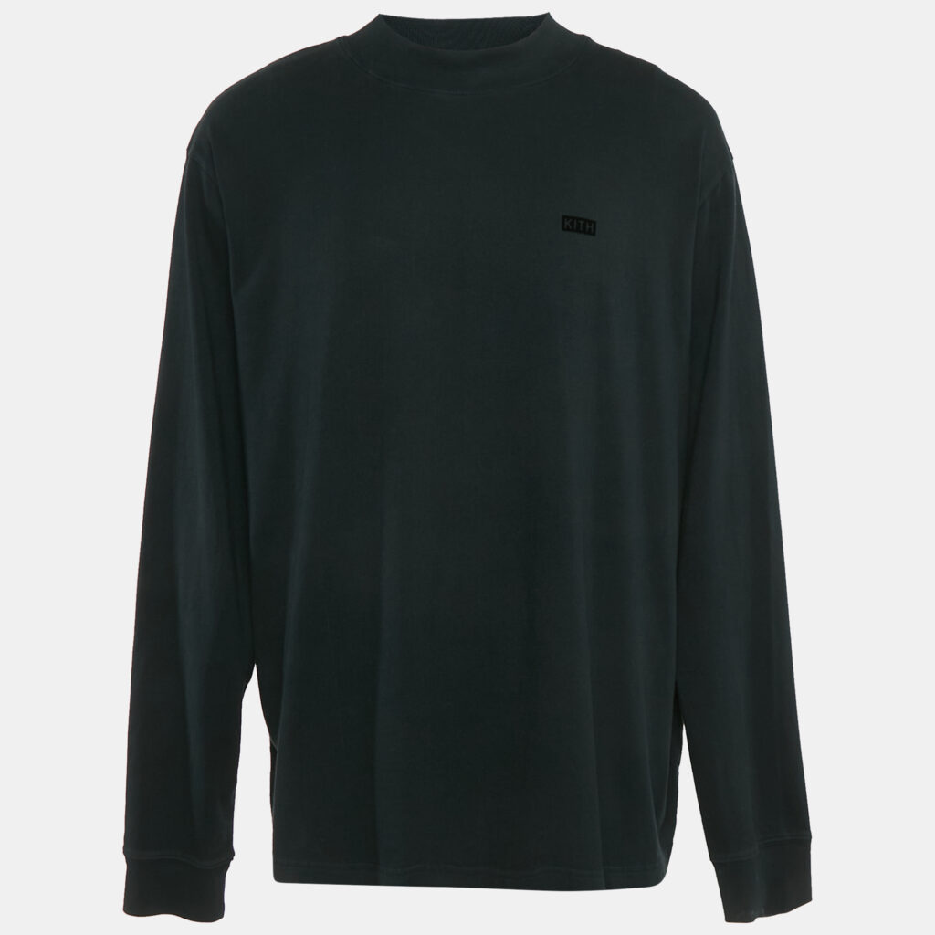 luxury-men-kith-used-clothes-p1104327-004 Kith Black Logo Print Cotton Crew Neck Sweatshirt XXL