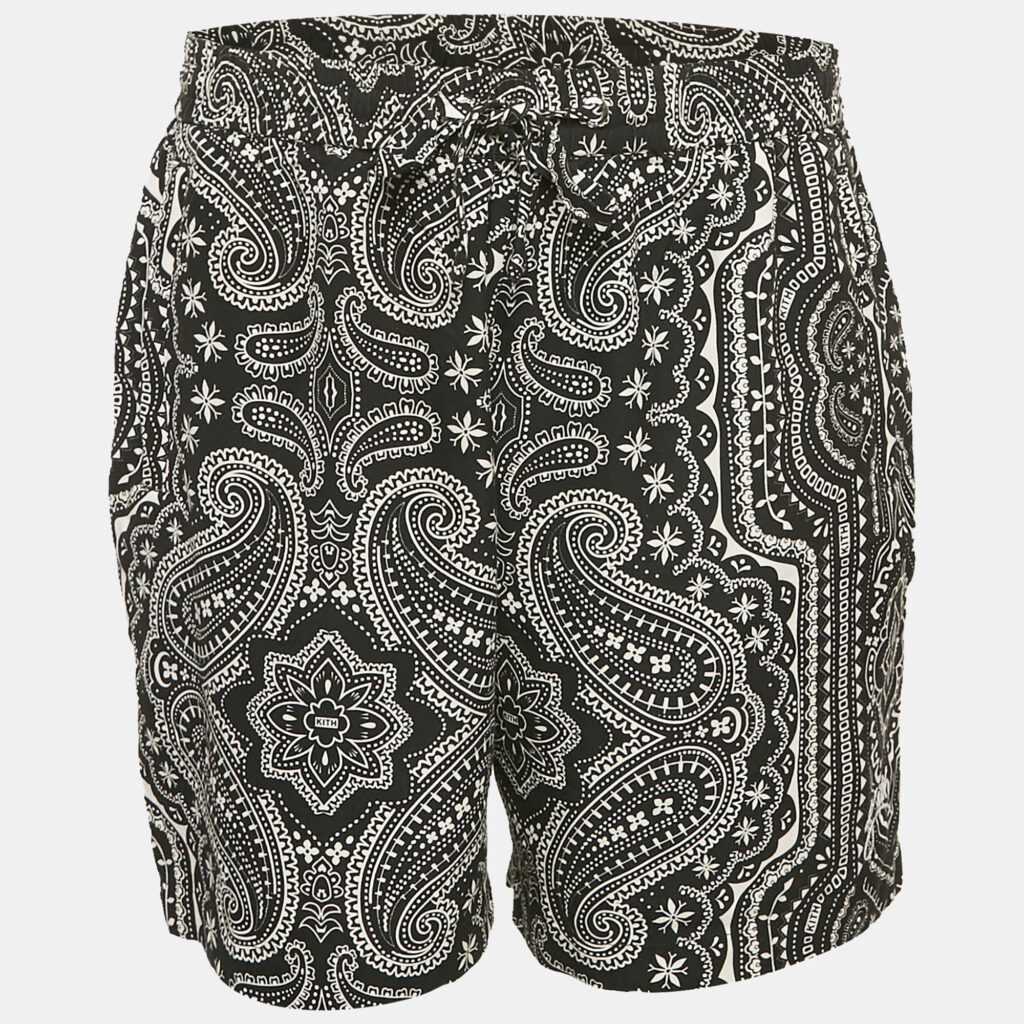 luxury-men-kith-used-clothes-p1166756-005 Kith Black Paisley Print Silk Jersey Shorts L