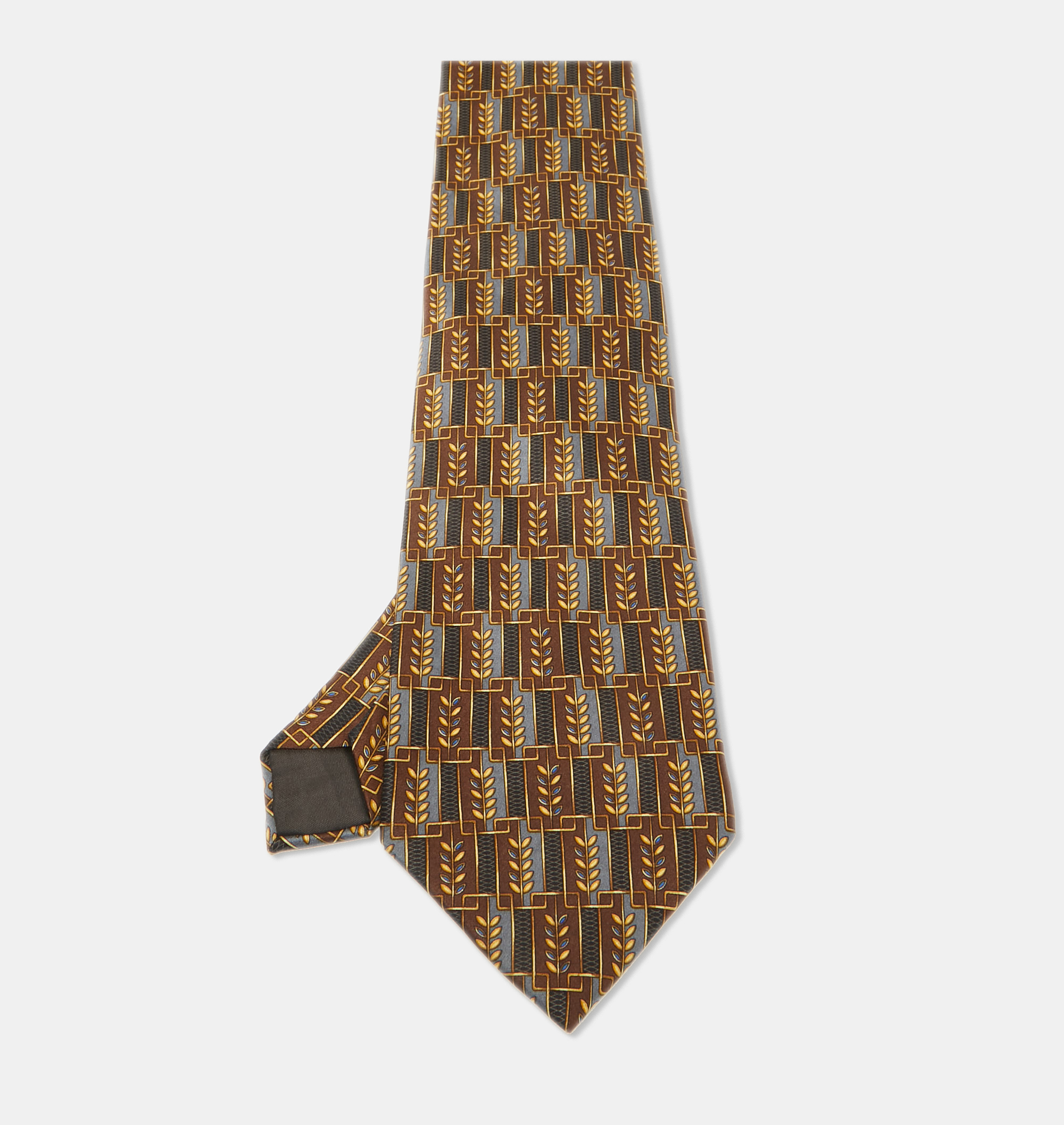 luxury-men-lanvin-used-accessories-p1027619-001 Lanvin Brown Printed Silk Traditional Tie