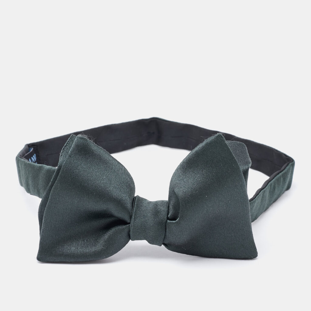luxury-men-lanvin-used-accessories-p1127959-001 Lanvin Dark Green Silk Double Bow Tie