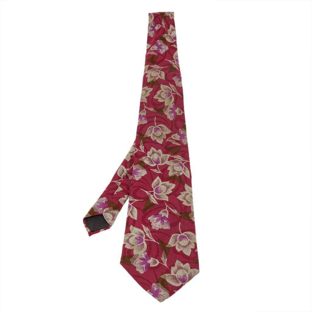 luxury-men-lanvin-used-accessories-p493802-001 Lanvin Burgundy Floral Print Traditional Silk Tie