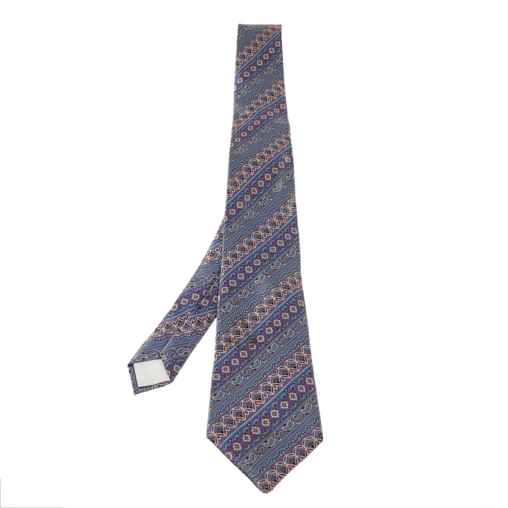luxury-men-lanvin-used-accessories-p493923-001 Lanvin Pale Purple Paisley Pattern Print Silk Tie