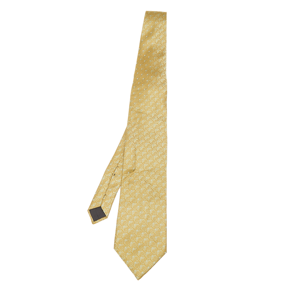 Lanvin Vintage Gold Jacquard Silk Tie