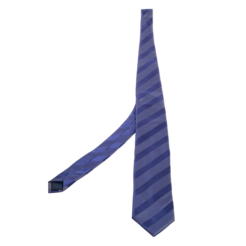 Lanvin Blue Striped Silk Tie