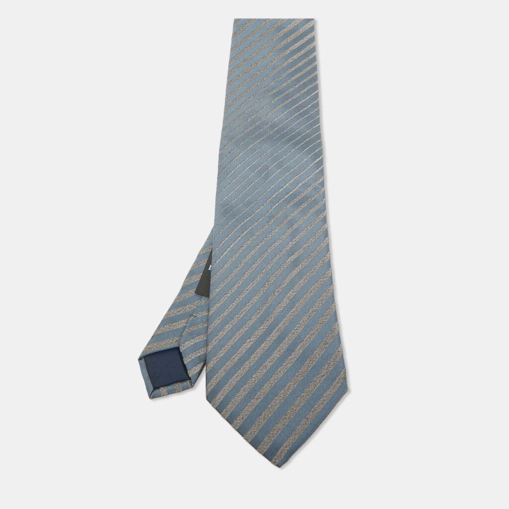 Lanvin Blue Striped Silk Traditional Tie