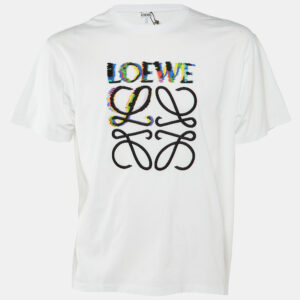 Loewe White Glitch Anagram Cotton Crew Neck T-Shirt XXL