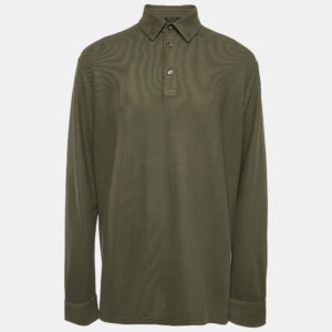 Loro Piana Olive Green Cotton Full Sleeve Polo T-Shirt XXXL