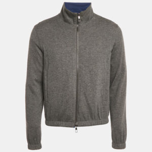 Loro Piana Blue Nylon Zip-Up Reversible Bomber Jacket S