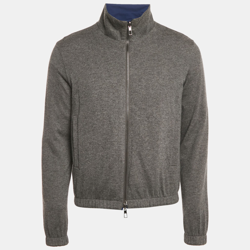 luxury-men-loro-piana-used-clothes-p1135029-003 Loro Piana Blue Nylon Zip-Up Reversible Bomber Jacket S