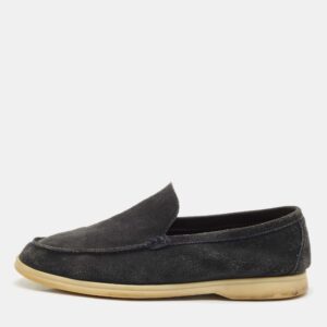 Loro Piana Navy Blue Suede Summer Walk Loafers Size 44.5