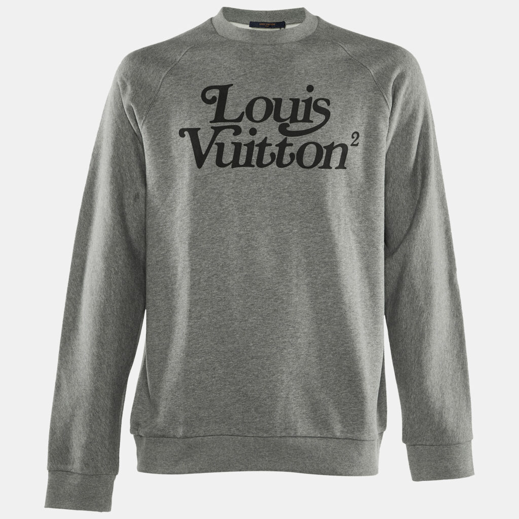 Louis Vuitton x Nigo Grey Logo Print Cotton Sweatshirt XXL