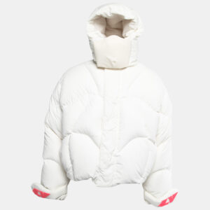 Louis Vuitton White Down Cropped Rave Puffer Jacket L