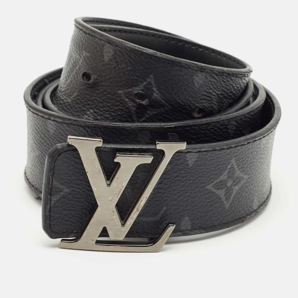 luxury-men-louis-vuitton-used-accessories-p1162141-001 Louis Vuitton Monogram Eclipse Canvas LV Initiales Belt 120 CM