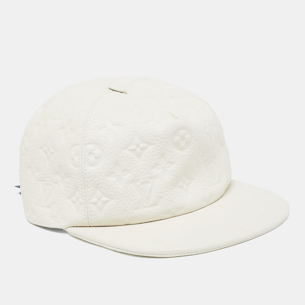 luxury-men-louis-vuitton-used-accessories-p918173-008 Louis Vuitton X Virgil Abloh Limited Edition White Casquette Monogram Quill Baseball Cap One Size