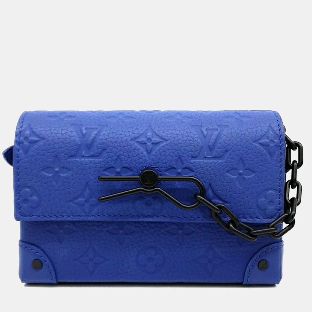 luxury-men-louis-vuitton-used-bags-p1117898-001 Louis Vuitton Blue Leather Steamer Wearable Wallet Bag