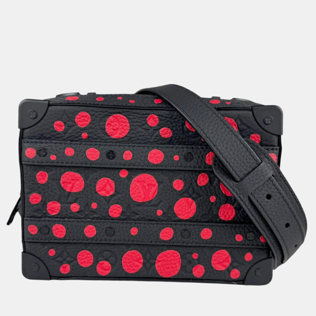 Louis Vuitton Black and Red Leather Soft Trunk Shoulder Bag