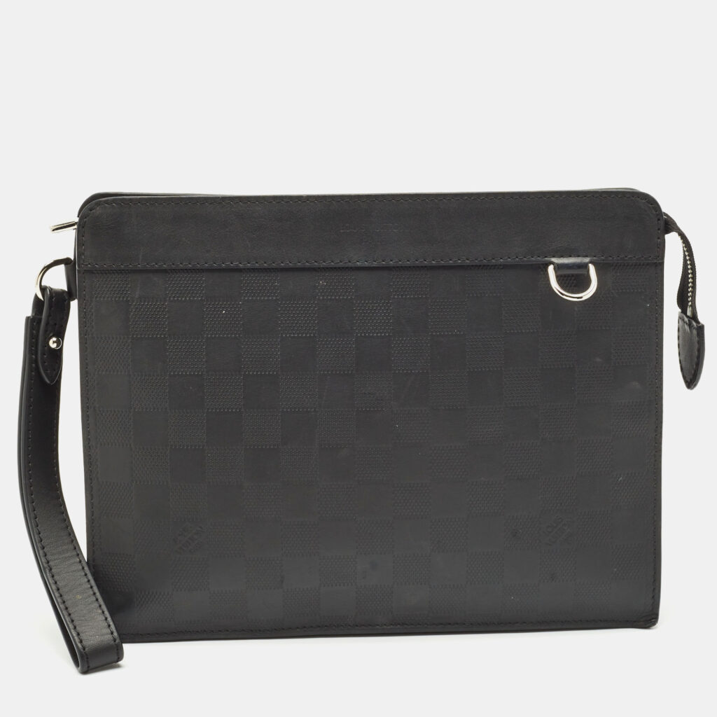 Louis Vuitton Black Damier Infini Leather Standing Pouch