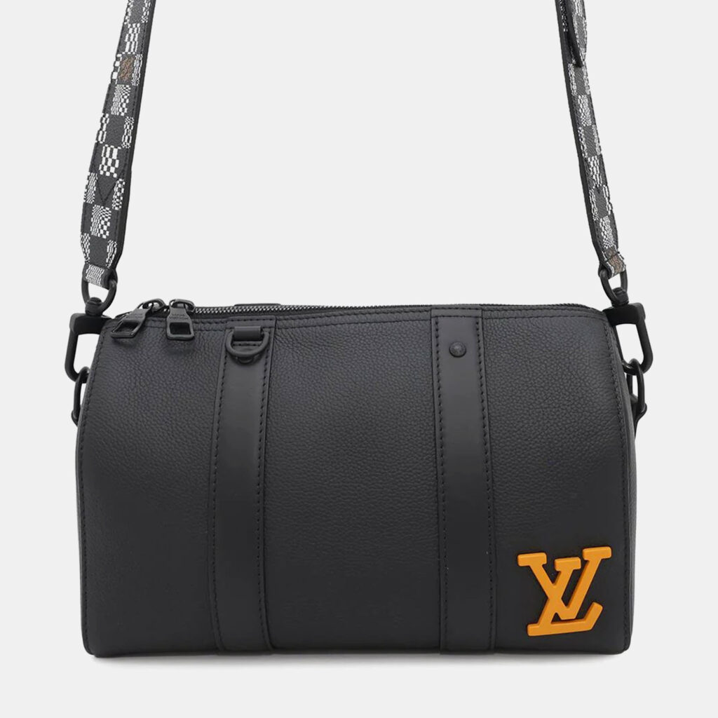 luxury-men-louis-vuitton-used-bags-p1157729-002 Louis Vuitton City Keepall Noir Grain Leather Damier - Distorted