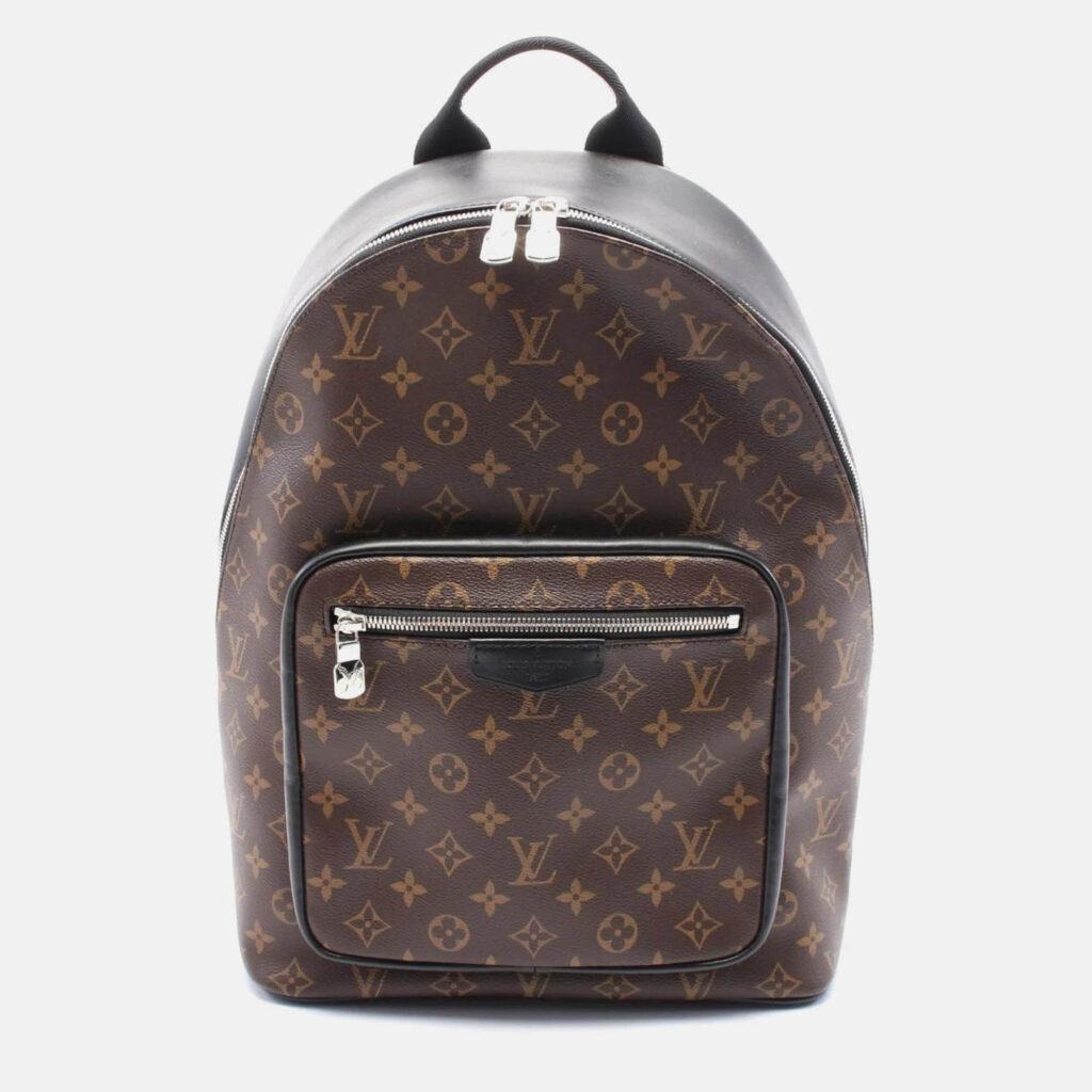 luxury-men-louis-vuitton-used-bags-p1170020-006 Louis Vuitton Josh Monogram Brown/Black Coated Canvas Leather Backpack