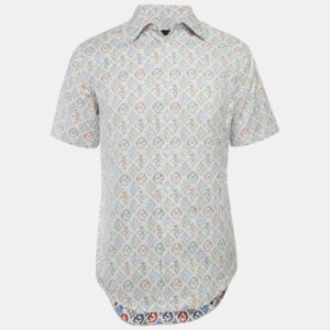 Louis Vuitton White Monogram Jacquard Short-Sleeve Shirt M