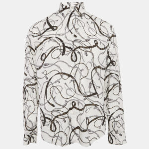 Louis Vuitton White Chain and Belt Print Crepe Shirt M
