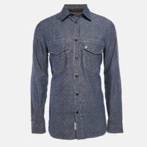 Louis Vuitton Blue Monogram Dobby Denim Button Front Shirt M