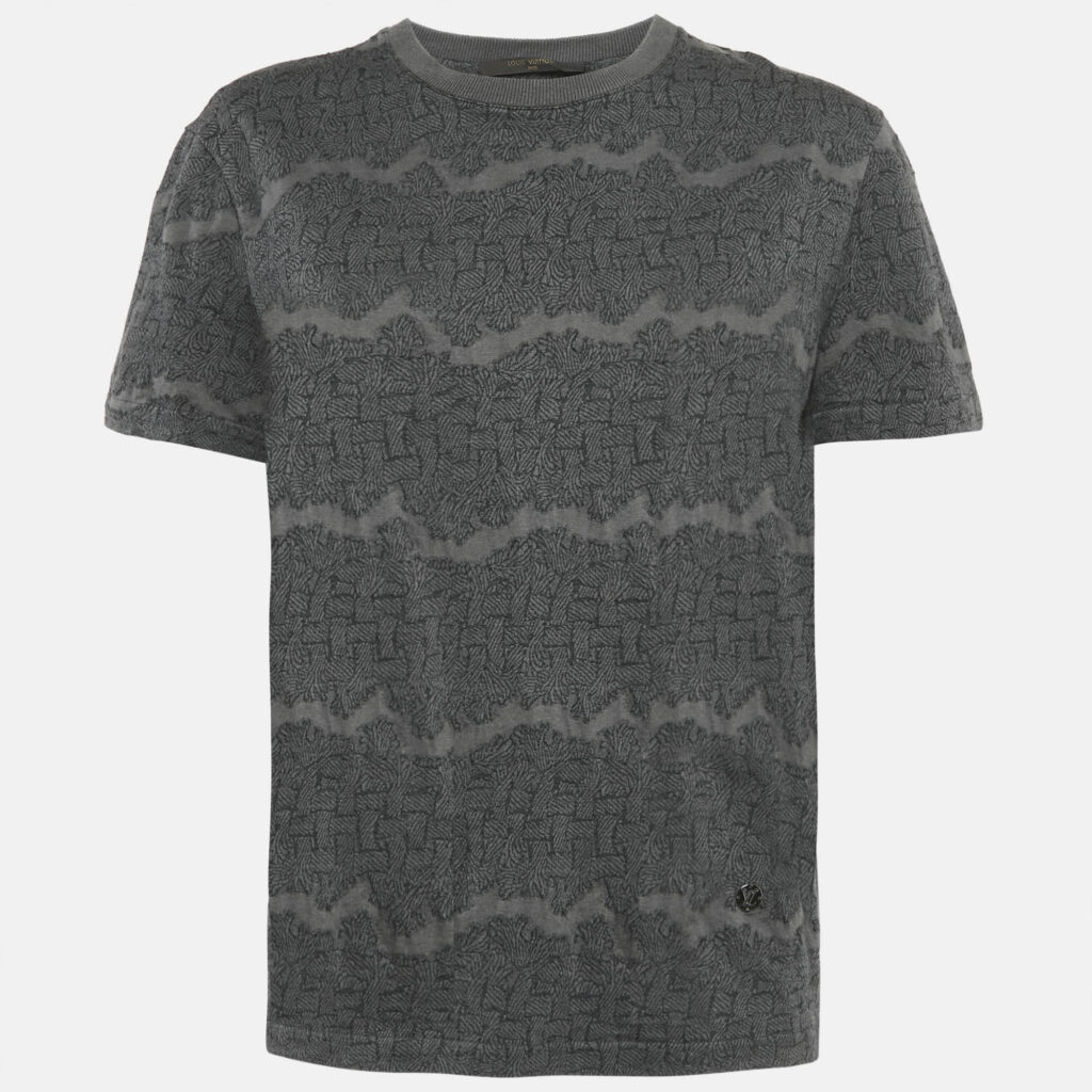 luxury-men-louis-vuitton-used-clothes-p1124063-009 Louis Vuitton Grey Christopher Nemeth Rope Print Jersey Crewneck T-Shirt S