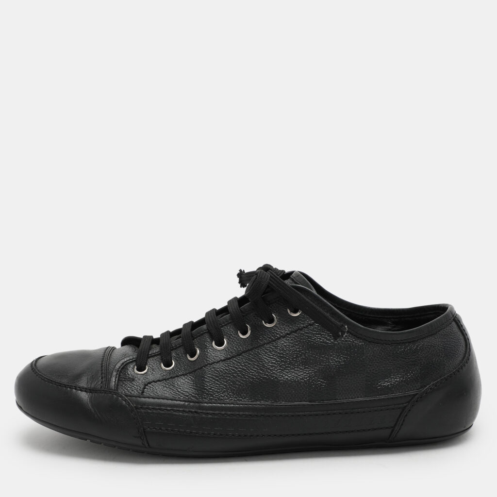 luxury-men-louis-vuitton-used-shoes-p1046361-003 Louis Vuitton Black Damier Graphite Canvas and Leather Low Top Sneakers Size 43