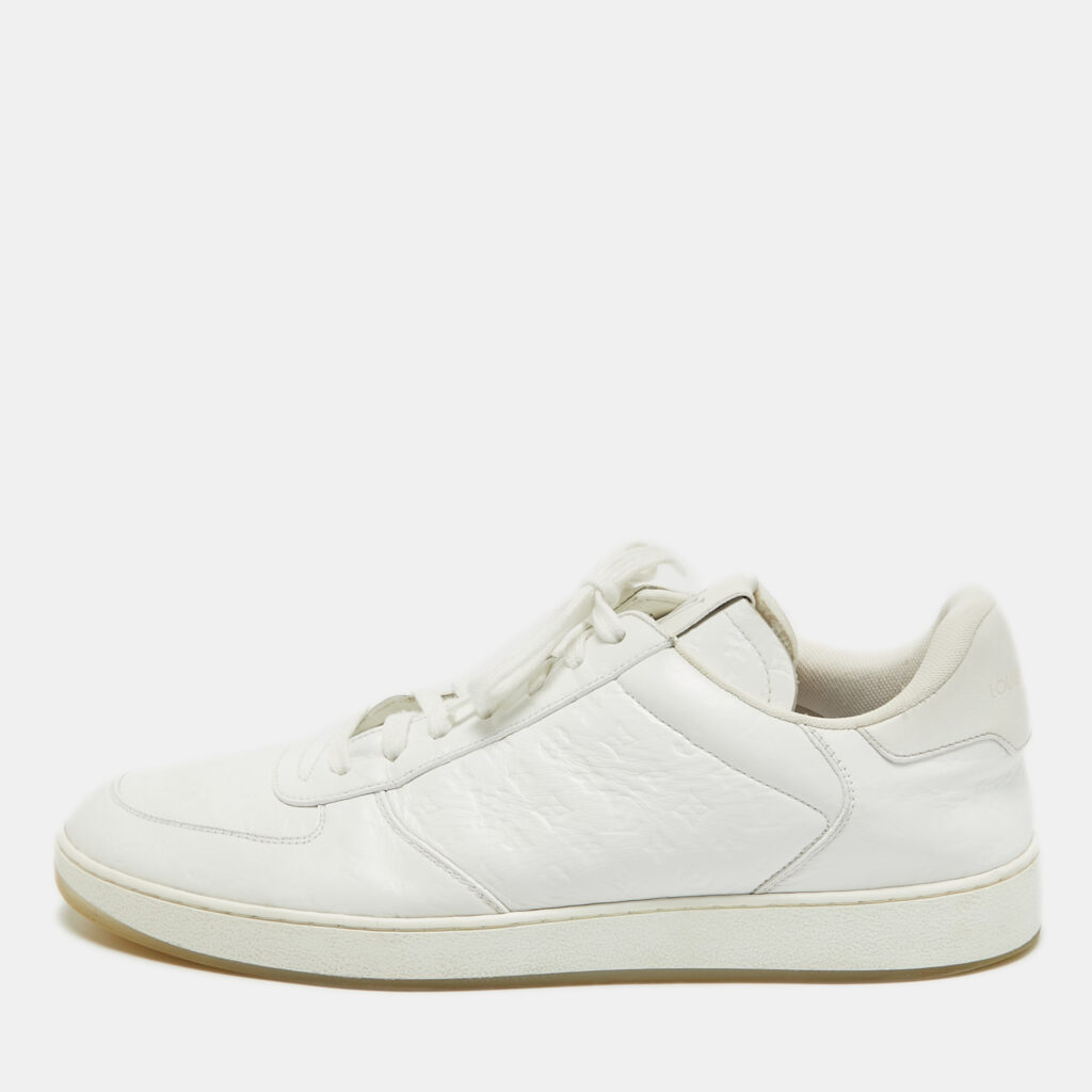 luxury-men-louis-vuitton-used-shoes-p1046867-001 Louis Vuitton White Leather Rivoli Lace Up Sneakers Size 42.5